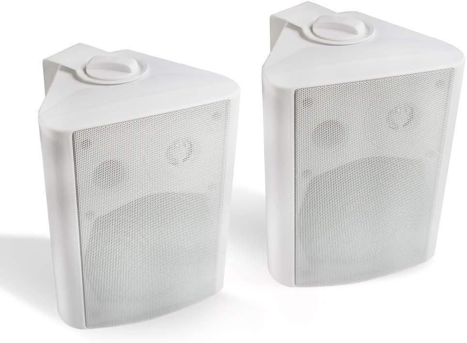 Herdio 5.25 Inch Indoor Outdoor Speakers Wired Waterproof 300 Watt Wall Mount Speakers for Patio, Deck, Garage,Covered Porch All Weather Resistance(A Pair,White)