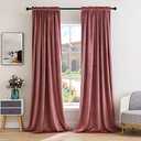 MIULEE Dusty Rose Pink Velvet Curtains Thermal Insulated Blackout Curtain Drapes for Bedroom Living Room Darkening 96 Inches Long Curtains Panels Rod Pocket Set of 2