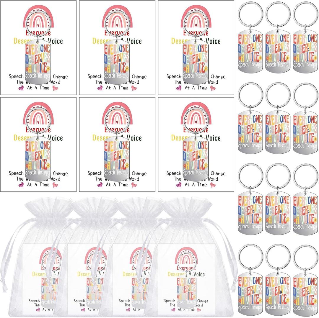 Huquary 24 Pcs SLP Gifts Speech Pathologist Gifts SLP Keychain Language Pathologist Keychain Jewelry Men Women for Backpack Wallet
