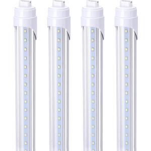 R17D/HO 8FT LED Shop Bulb, Rotating Base LED Tube Light, 6000K Clear Lens, Dual-Ended Power Bulb Lights, Non-dimmable, 2 Pin, Ballast Removed, (Replacement for F96T12/CW/HO 110W Fluorescent Light)