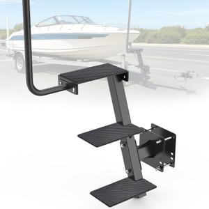 Heavy Duty Boat Trailer Steps with Adjustable Handle, 3 Steps, Universal Fit for 3" x 3", 4" x 4" & 3" x 5", Non-Slip Surface, 450Lbs Capacity