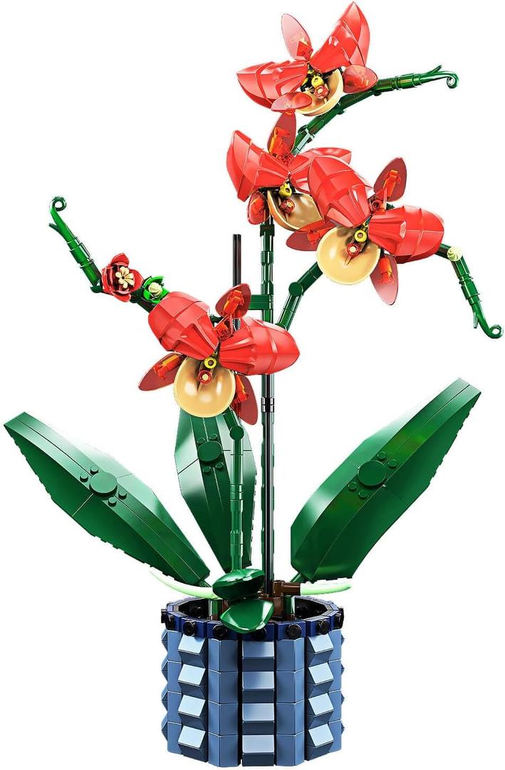 PIKARO Artificial Flowers Orchid Building Sets, Home Decor and Office Decor, Anniversary Decoration, Gifts for Mother's Day or Birthday, Artificial Flower Display