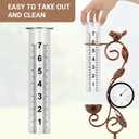 32" Garden Rain Gauge with Thermometer - 7" Glass Tube for Outdoor Indoor Use, Patio Yard Decor Statue