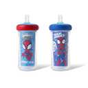 The First Years Spidey and His Amazing Friends Insulated Straw Cups - Toddler Cups with Straws and DropGuard Protection - Kids Water Bottles - 9 Oz - 2 Count - Ages 18 Months and Up