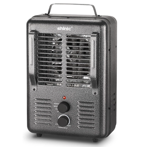 Shinic Space Heater,1500W Milkhouse Heater with Thermostat, Stay Cool Durable Metal Housing, Overheat protection, 3-Prong Plug, Tip-Over Auto Shut Off, Utility Heater for Garage, Bedroom, Greenhouse