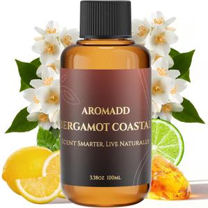 AROMADD Bergamot Coastal Diffuser Oil Inspired by Luxury Hotel Scent 3.38 Fl Oz (100ml), Aroma Diffuser & Hotel Fragrance Diffuser Oil, Essential Oil Diffuser for Aromatherapy, Long-Lasting