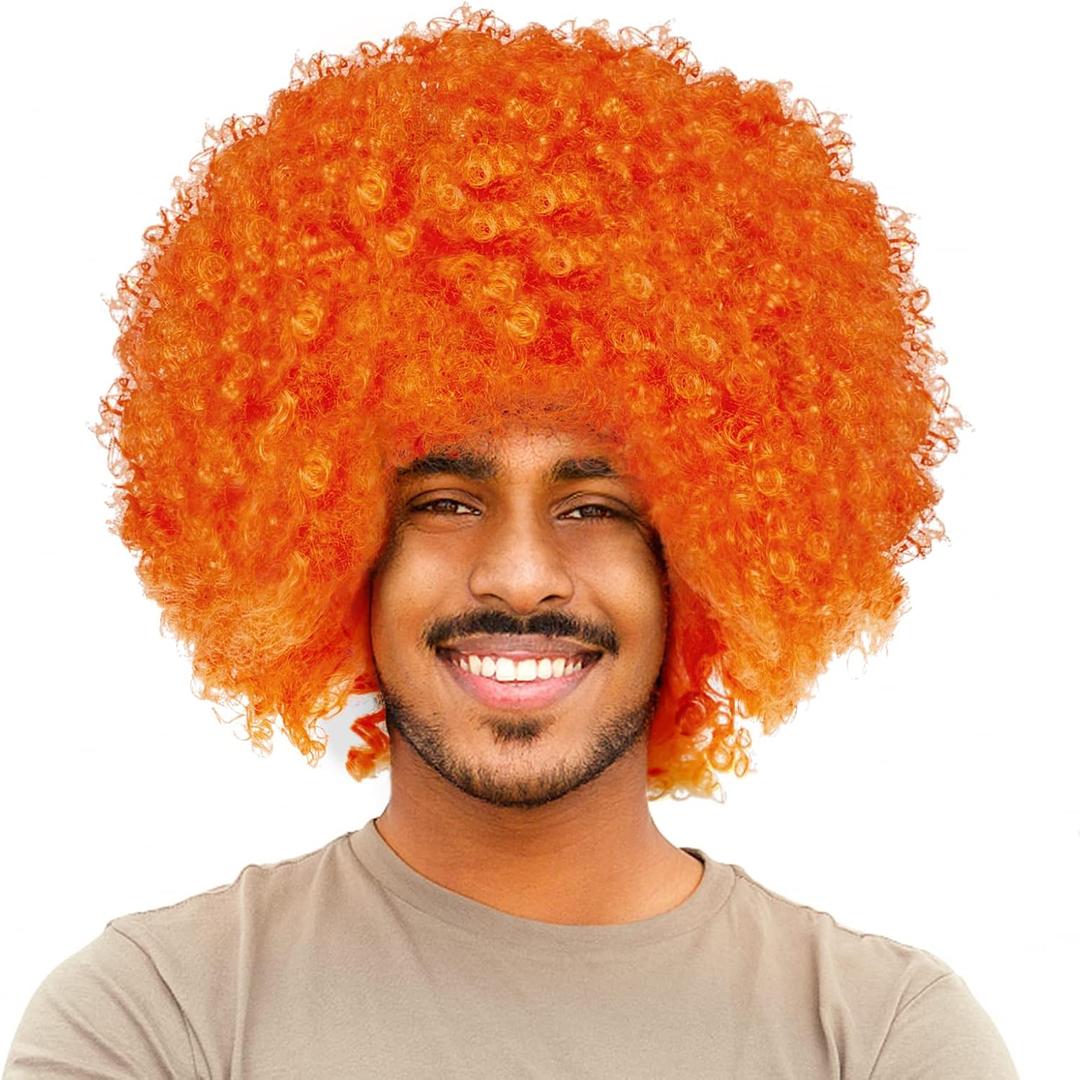 Joy Join Unisex Short Fluffy Afro Funny Wigs for Halloween,Holiday Party Clown Costume