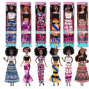 dollbie 6 Pack African American Fashion Dolls Set with Mix & Match Outfits – 11.5" Posable Black Dolls & 5 Accessories Each (Crown, Necklace, Headscarf & More) + Pink Gift Case