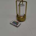 Portable Metal Table Lamp with Remote Control - 16 Color Rechargeable Cordless LED Desk Lamp, Small Crystal Table Lamp for Restaurant Bedroom, Cafe, Outdoor Camping Patio Lighting (Gold)