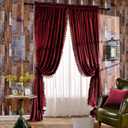 Melodieux Pom Poms Velvet Blackout Curtains for Bedroom Living Room, Vintage Luxury Thermal Insulated Rod Pocket Lined Drapes, 52" W x 84" L, Burgundy (2 Panels) (W52 x L84, Burgundy-lined)