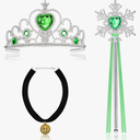 Vicloon Princess Dress Up Accessories, 2PCS Princess Crown and Wands for Little Girls, Jewelry Toy Gifts Set Christmas