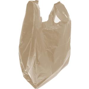 Grocery Shopping Plastic T-shirt Bags Plain 12" x 7" x 21" (Brown, 150)