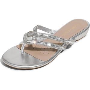 DREAM PAIRS Women's Fashion Rhinestones Design Slides Sandals Dress Daily Flat Sandals for Summer