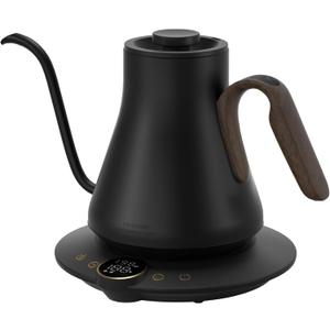 Cocinare FLOW B9 Gooseneck Electric Kettle, Precise Temperature Control for Pour-Over Coffee & Tea Brewing, Stainless Steel Interior, Rapid Heating for Boiling Water 0.9L (Goya Walnut)