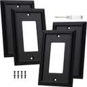 Outlet Covers Wall Plates, Light Switch Covers Switch Plates Bamboo Fiber Material Receptacle Switch Plate Outlet Cover of various 13 styles (Matte Black, 1 Gang Decorator 4 Pack)