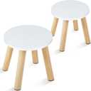 Wooden Step Stool for Kids, Children's Stool Matched Sensory Table, Children Sitting Stool with Assembled Four-Legged, Multi-Purpose Kids Chairs for Bathroom Kitchen Bedroom, Natural Anti-Slip, 2 Pack