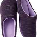 RockDove Womens Birdseye Knit Memory Foam Slippers Two Tone Slip On Open Back Breathable Waffle Upper Non Slip Rubber Sole Gift Idea (9-10, Eggplant)