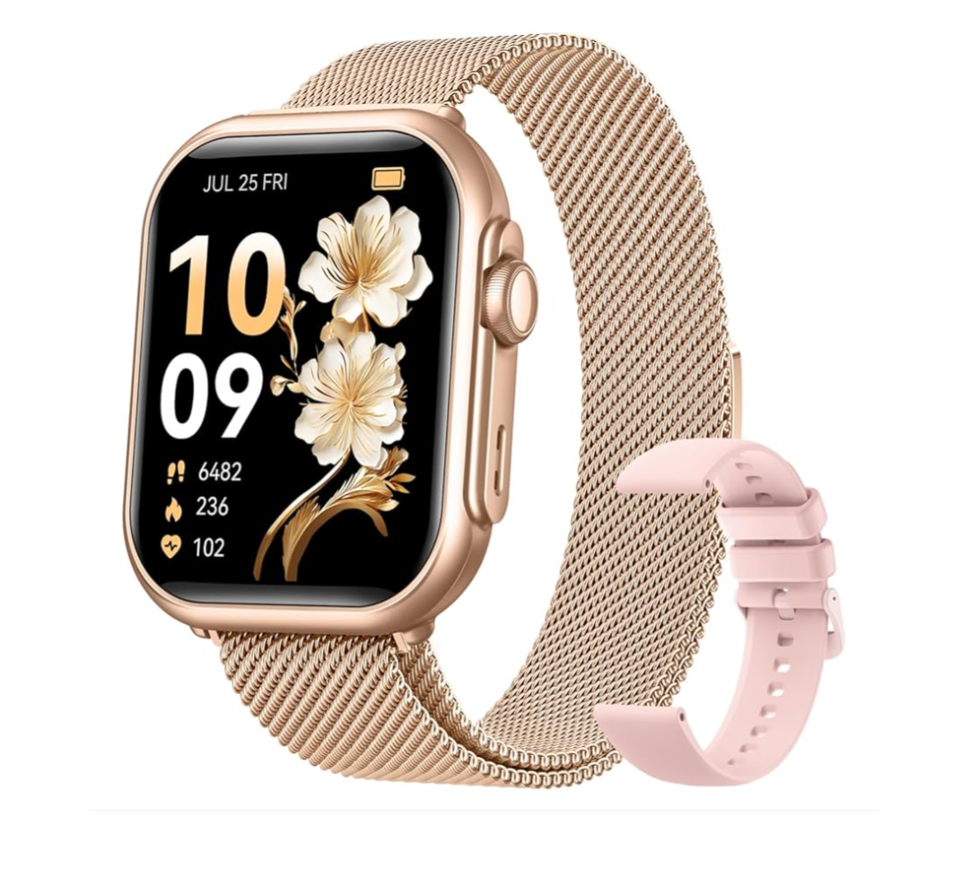 Smart Watch for Android/iPhone, 5ATM Fitness Watches for Women with 110+ Sports Modes, Bluetooth Calls/Messages/App Notifications, Health Monitor Blood Pressure/Heart Rate/SpO2/Sleep, Gifts for Women