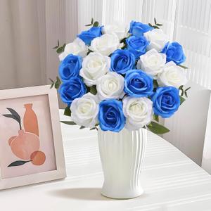 20PCS Artificial Roses with Long Stems - Realistic Silk Flowers