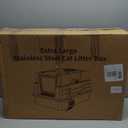 Extra Large Enclosed Stainless Steel Cat Litter Box with Lid - XXXL Giant Metal Enclosed High Sides Litter Boxes for Multi-Cat Households and Overweight Cats - Black (White)