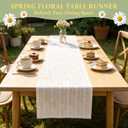 2 x White Floral Cotton Table Runner Boho Table Decor (12”x72”)
