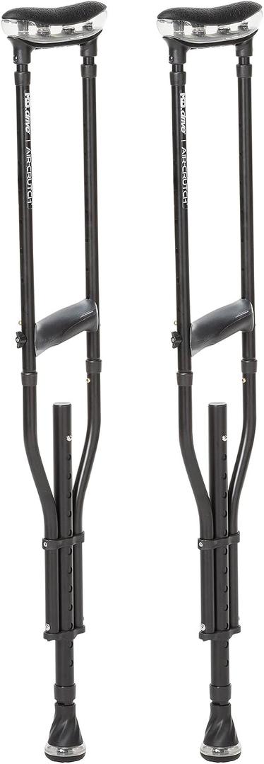 Air-Crutch Lightweight Walking Crutch, Adult Crutches for Walking with Comfortable Underarm Pads and Ergonomic Grips, Adjustable Height 4'7"-6'7", 300 lb Capacity, Black