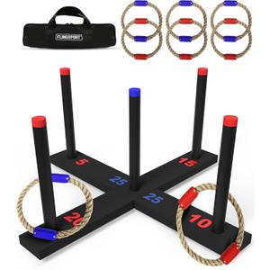 Ring Toss Game, Incl. 6 Double Beaded Rings & Carry Case Outdoor Lawn Games for Kids, Adults & Family, Backyard Camping Sports Activities, Best Party Gifts for Teens, Boys & Girls Ages 8-12+ Years Old