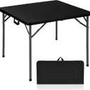 34" Square Folding Card Table, Fold in Half Heavy Duty Portable Table with Removable Legs and Carrying Handle, White | HDPE Top for Indoor Outdoor Camping,Picnic,Party,Kitchen