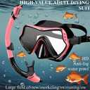 Snorkeling Gear for Adults, Snorkel Mask Set 180 Degree Tempered Glass Anti Fog Goggles Dry Top Snorkel Set Scuba Diving mask with Soft Silicone Skirt Anti-Leak Comfortable Snorkel Set