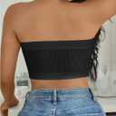 WDIRARA Women's Ribbed Tube Tops Bandeau Bra Wireless Bralette Strapless Tube Top (M)