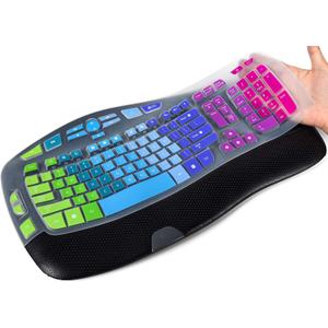 Colorful Keyboard Cover Compatible with Logitech K350 MK550 MK570 Wireless Wave Keyboard, Logitech K350 MK550 MK570 Full Keyboard Protector Skin -Rainbow