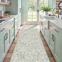 Sage 3x12 Runner Rug for Hallways Bed Side Kitchen, Boho Washable Distressed Low-Pile Floor Entryway Long Bathroom Mat, Non-Slip Laundry Room Washstand Front Carpet