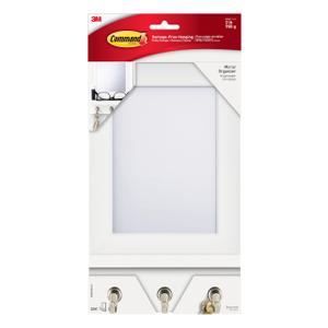Command Mirror Organizer with 3 Key Hooks and Small Ledge, Holds up to 2 lb, Quartz, Removable Wall Mirror for Entryway or Hallway, Perfect for On-The-go Items