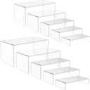 10 Pack acrylic display stand, Acrylic Display Risers, 5 Sizes Clear Product Stand, Jewelry Display Riser Shelf Showcase Fixtures For Collectibles Display, Toy Figure Display - 2 Sets (6.8" to 10")