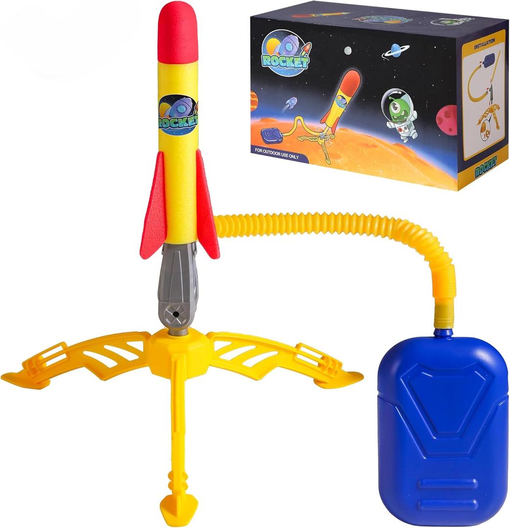 AIUAZA Rocket Launcher for Kids - 2 Rockets - Outdoor Fun Toy Gift for Boys & Girls - Soft Foam Blaster Set Soars Up to 100 Feet - Ages 3 & Up
