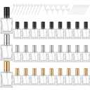 Domensi 30 Pcs 10/15/30/50 ml Glass Perfume Bottles Mini Glass Empty Spray Atomizer Bottles Bulk Refillable Perfume Dispenser Container with Pump Tool for Travel Skin Care (15 ml,Black,Gold,Silver)