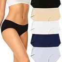 voenxe Seamless Underwear for Women, Hipster No Show Ladies Panties, Full Coverage Breathable Bikini Briefs, Invisible Comfortable Workout Undies, Soft Mesh Moisture Wicking Athletic, 5 Pack
 Size M