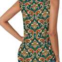 SUNNEGOO Womens Summer Tank Tops Sleeveless Cute Loose Fit Dressy Casual Flowy Blouses Printed Pleated Shirt Trendy Tunic (L)