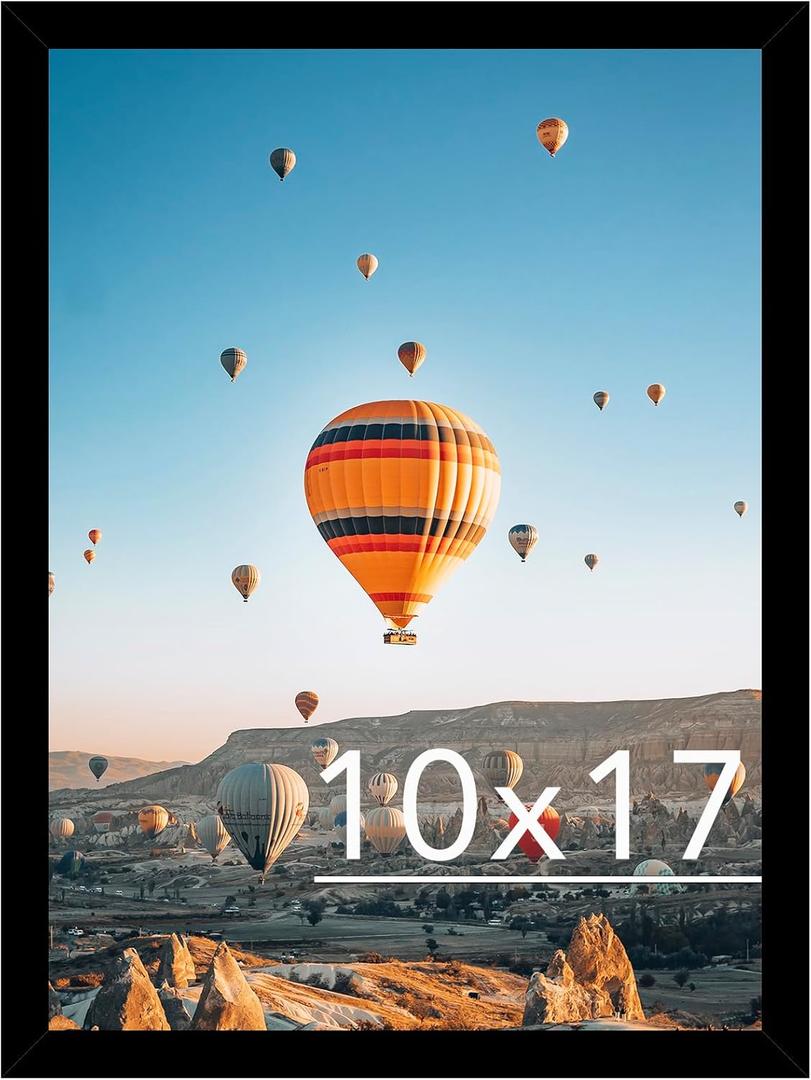 10x17 Picture Frame Black for Poster Photo Picture, Horizontal and Vertical Formats for Wall Hanging, 10 x 17 Wall Gallery Poster Photo Frame for 10 by 17 Photos Posters, Black