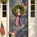 2 x 2 Pcs 56.3" x 4.3" Patriotic Wreath Sash for Front Door 4th of July 250th Anniversary Wreath Sash Garland Ribbon Independence Day Memorial Accessories for Yard Outdoor Indoor Home(Welcome)