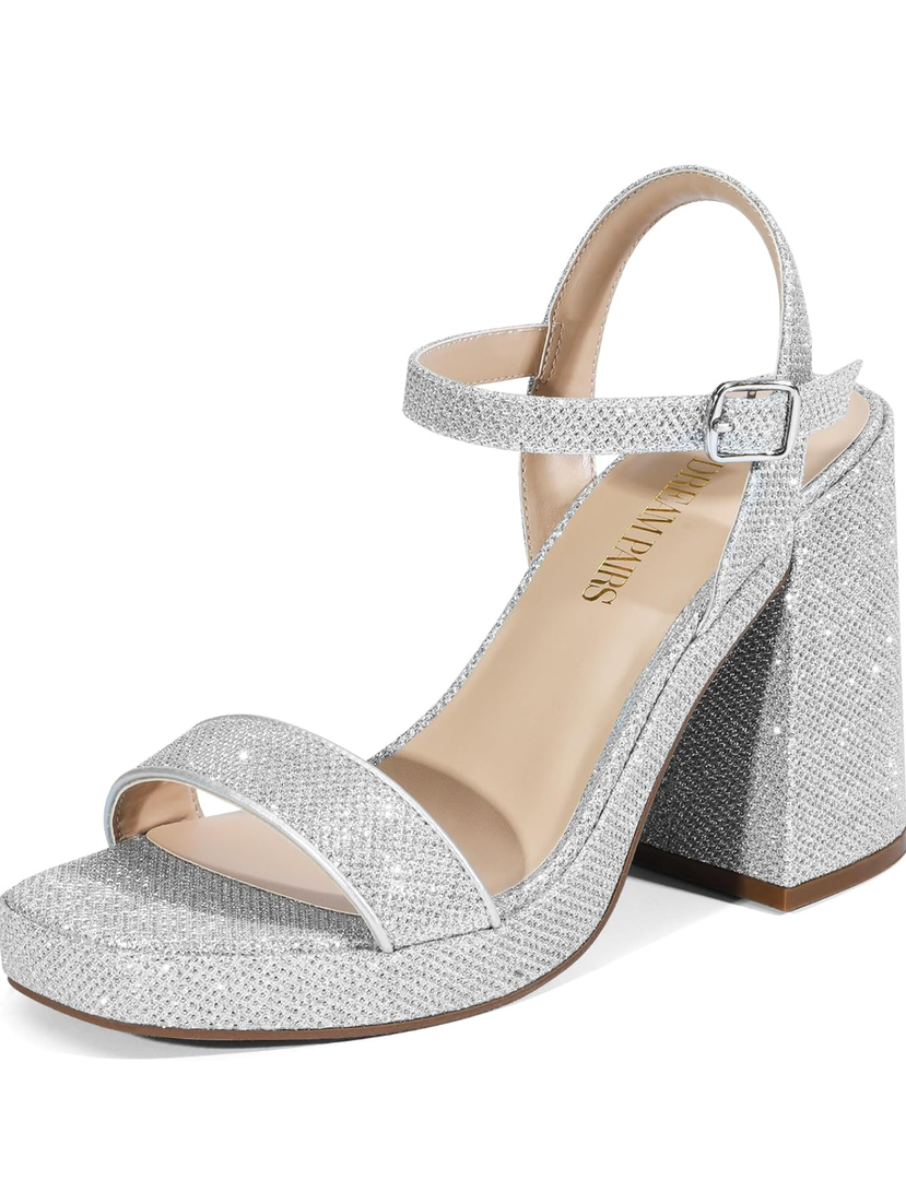 DREAM PAIRS Heels for Women Block Chunky Platform High Heels Open Toe GISELLE Fashion Wedding Party Evening Prom Dance Ankle Strap Dress Pump Sandals Shoes,7.5