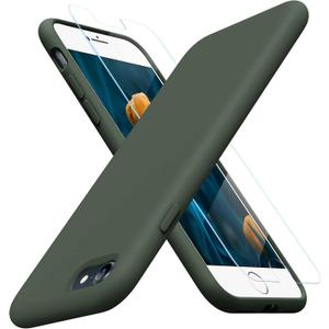 Miracase Ultra Slim Designed for iPhone SE Case 2022(3rd Gen)/iPhone SE 2020 Case(2nd Gen)/iPhone 7 Case/iPhone 8 Case with Screen Protector, Multi-Color Silicone Shockproof Phone Case(Dark Green)