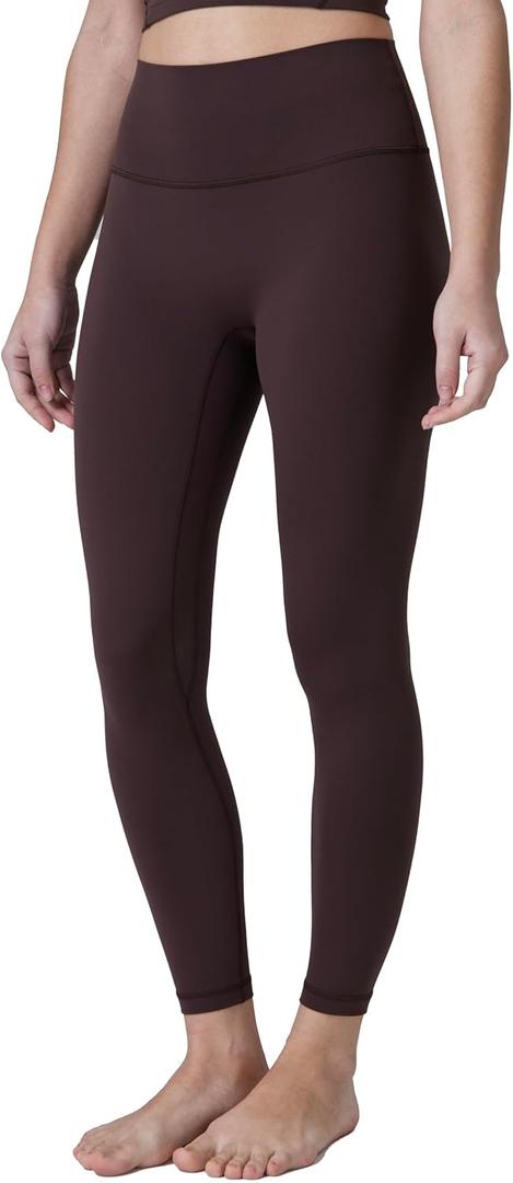 Colorfulkoala Dreamlux No Front Seam Leggings for Women 25"/28" Inseam, Seamless High Waisted Buttery Soft Yoga Pants (Large, Espresso)