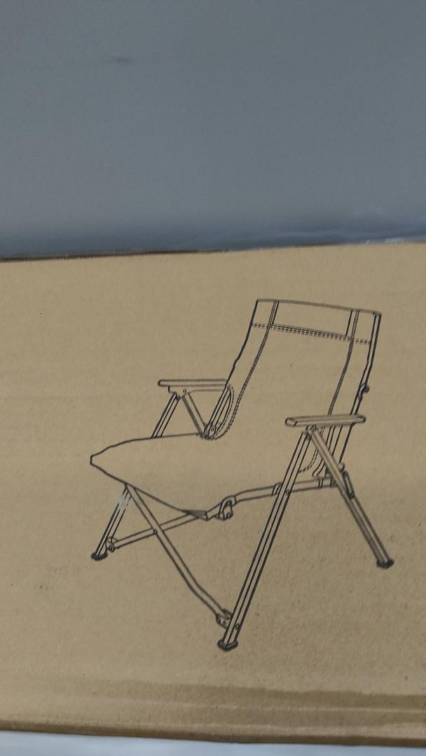 Outdoor Portable Folding Camping Chair, Wooden Armrests, Adjustable High Back (Khaki)