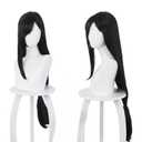 Black Adult Wig Women Long Synthetic Hair with Bangs for Halloween