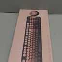 Wireless Keyboard and Mouse Combo, Ergonomic Full Size Typewriter Retro Round Keycaps Keyboard, Compatible with Windows, PC, Perfer for Home and Office Keyboards (Aurora Red)