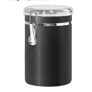 Oggi Stainless Steel Kitchen Canister 62 fl oz, Black - Airtight Clamp Lid, Clear See-Thru Top - Ideal for Kitchen Storage, Food Storage, Pantry Storage. Large Size 5" x 7.5". Oggi Stainless Steel Kitchen Canister 62 fl oz, Black - Airtight Clamp Lid, Clear See-Thru Top - Ideal for Kitchen Storage, Food Storage, Pantry Storage. Large Size 5" x 7.5".