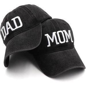 Mom and Dad Hats New Dad Mon Parents Gifts for Couples Fathers Day Embroidered Baseball Caps (Gray)