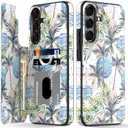 LETO for Samsung Galaxy A15 5G Wallet Case - Flip Folio Leather Kickstand - Credit Card Holder - Fashionable Flower Designs - Protective Phone Cover for Women and Girls - 6.5" - Coconut Trees