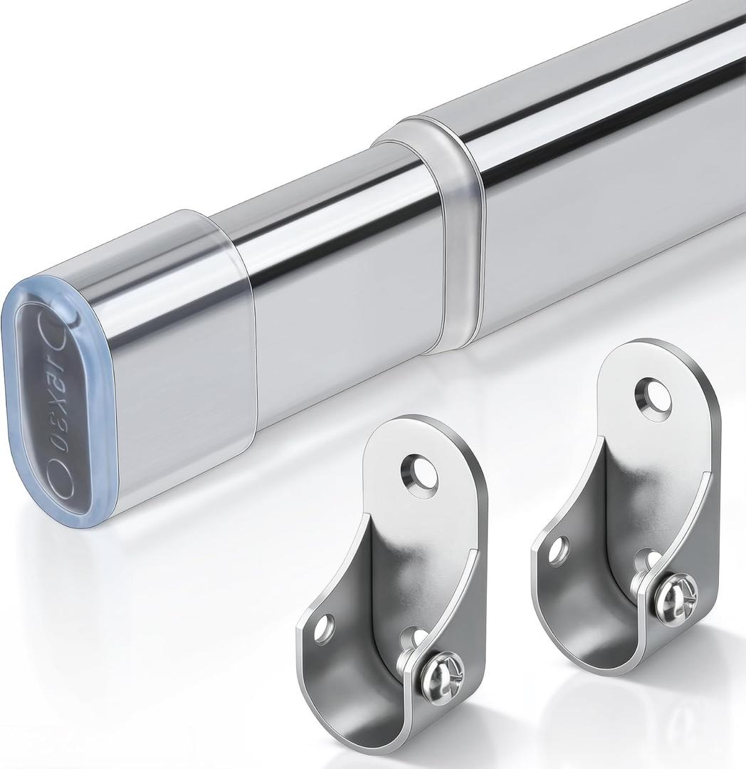 Adjustable Oval Closet Rod, 30-55 Inch, 90 Lbs Heavy Duty (Chrome)